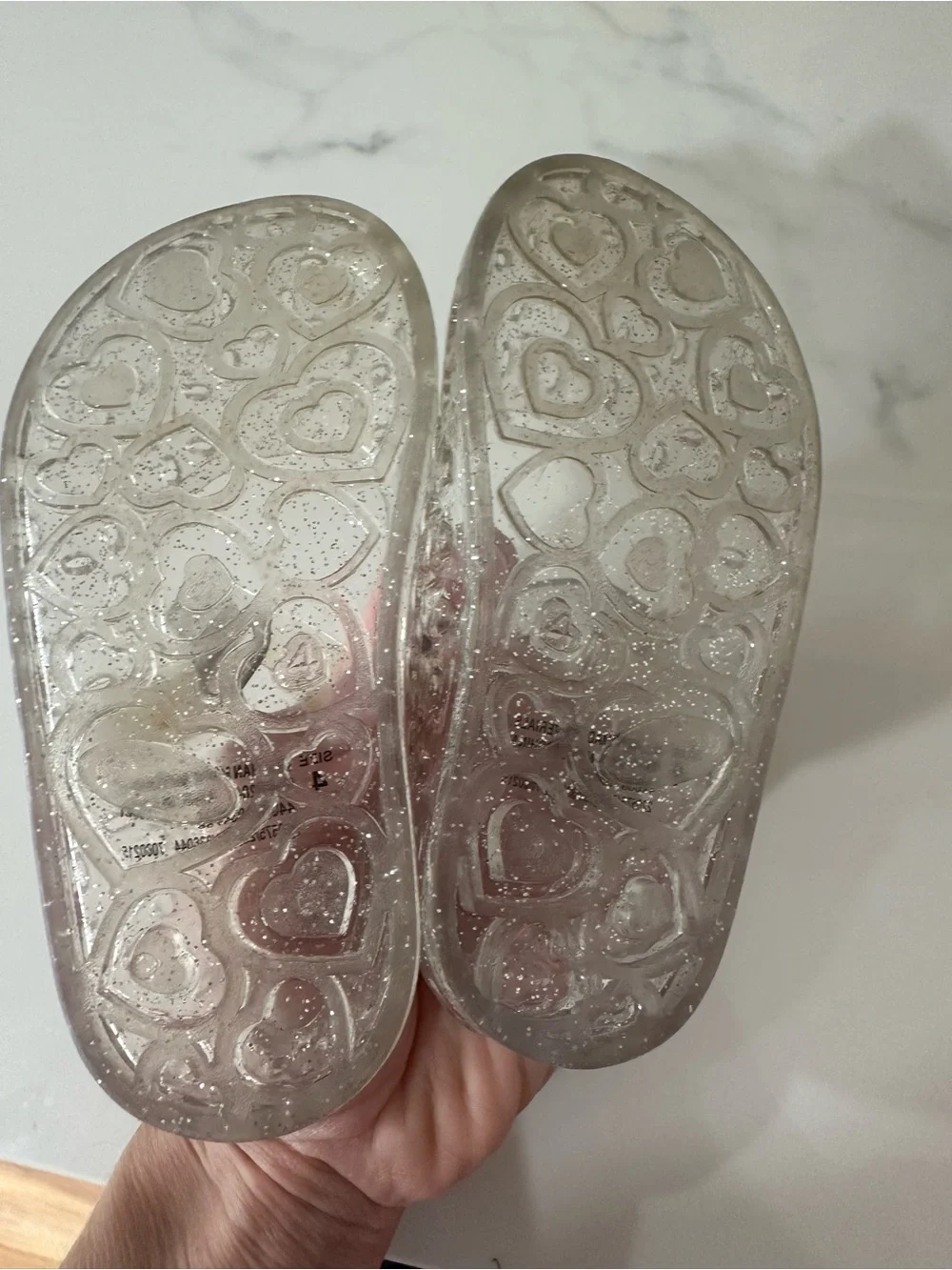 Clear Glitter Jelly Slide Sandals